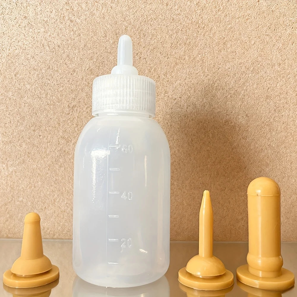 Pet Feeding Bottle Set, Milk Bottles for Puppies and Kittens, 3 Replaceable Nipples, Suitable for Both Cats and Dogs