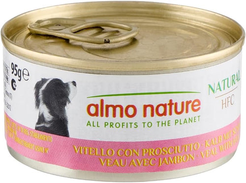 HFC Natural - Alimento Umido per Cani - Vitello Con Prosciutto - Qualità Human Grade, Senza Glutine - 95G, Confezione Da 24