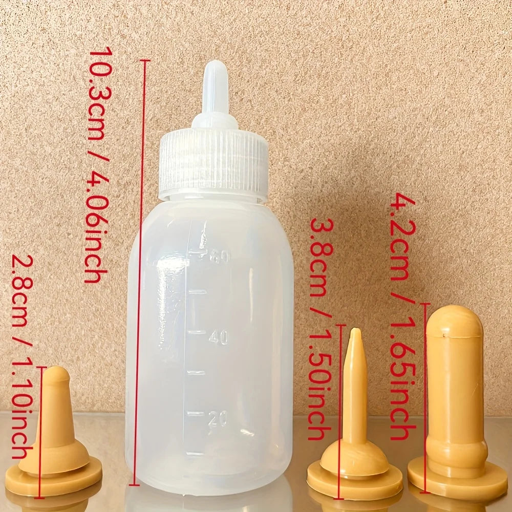 Pet Feeding Bottle Set, Milk Bottles for Puppies and Kittens, 3 Replaceable Nipples, Suitable for Both Cats and Dogs