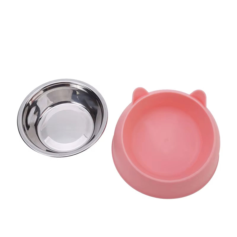 1/2/5Pcs Cat Bowl Creative Inclined Kitten Puppy Food Feeding Bowls Stainless Steel Cats Drinking Feeder Pet Dogs Cats Feeders