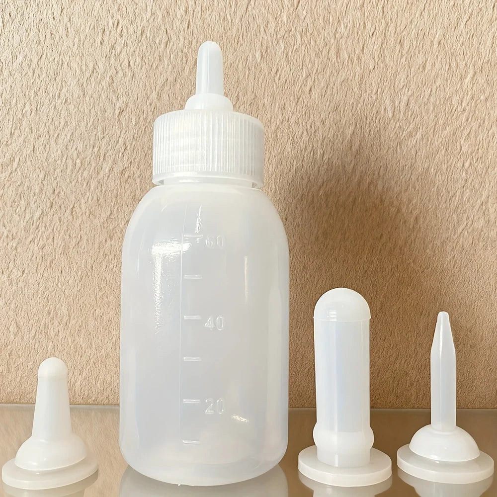 Pet Feeding Bottle Set, Milk Bottles for Puppies and Kittens, 3 Replaceable Nipples, Suitable for Both Cats and Dogs