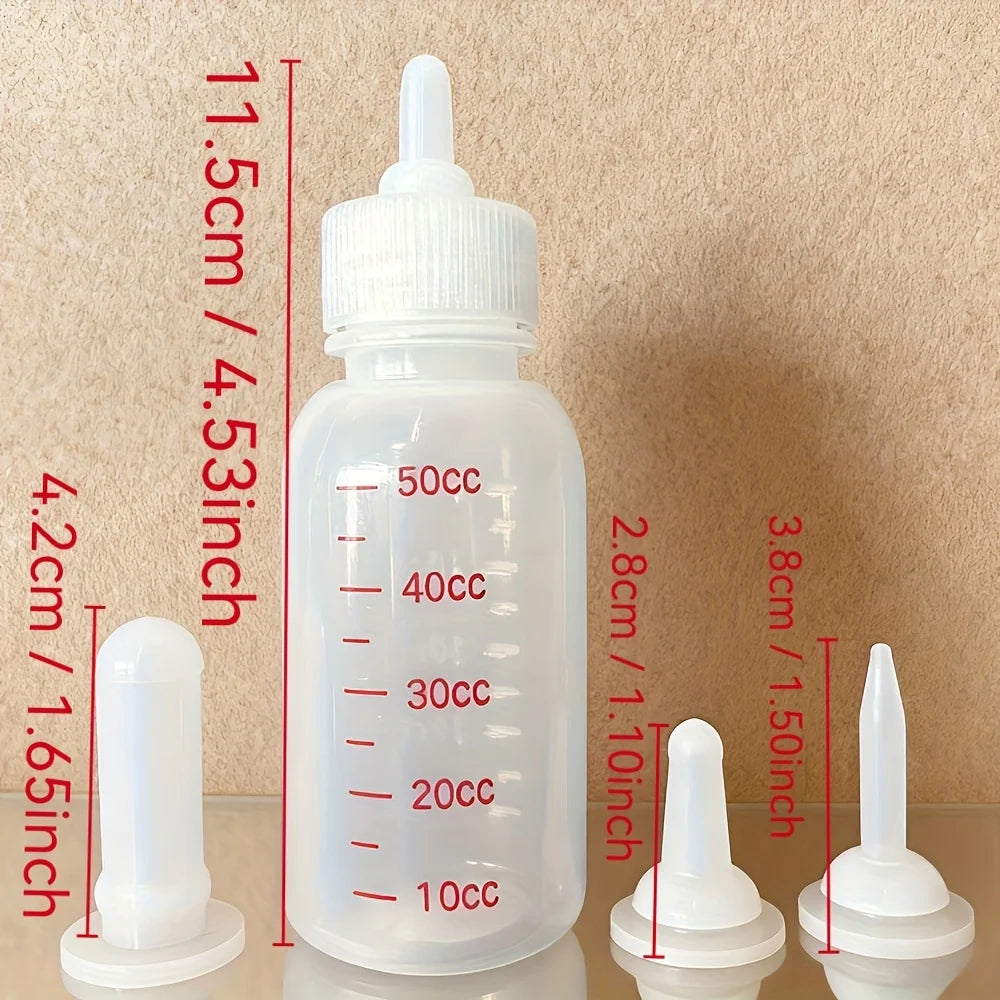 Pet Feeding Bottle Set, Milk Bottles for Puppies and Kittens, 3 Replaceable Nipples, Suitable for Both Cats and Dogs