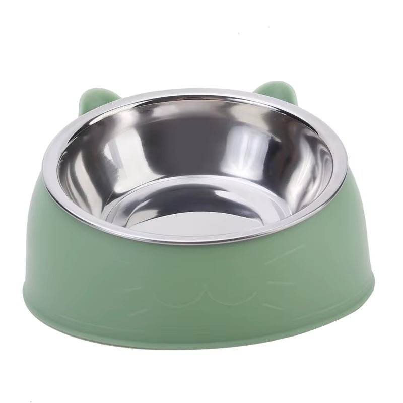 1/2/5Pcs Cat Bowl Creative Inclined Kitten Puppy Food Feeding Bowls Stainless Steel Cats Drinking Feeder Pet Dogs Cats Feeders