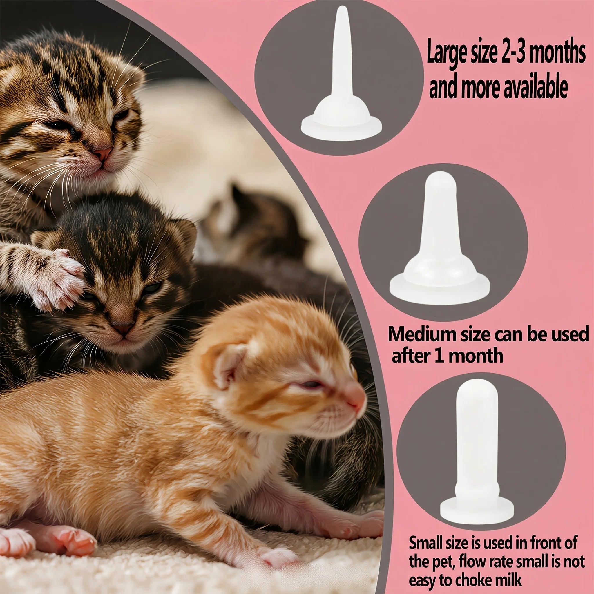 Pet Feeding Bottle Set, Milk Bottles for Puppies and Kittens, 3 Replaceable Nipples, Suitable for Both Cats and Dogs