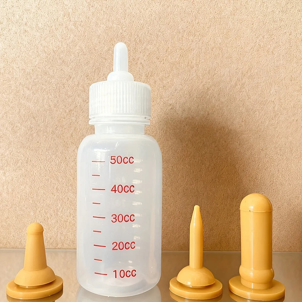 Pet Feeding Bottle Set, Milk Bottles for Puppies and Kittens, 3 Replaceable Nipples, Suitable for Both Cats and Dogs