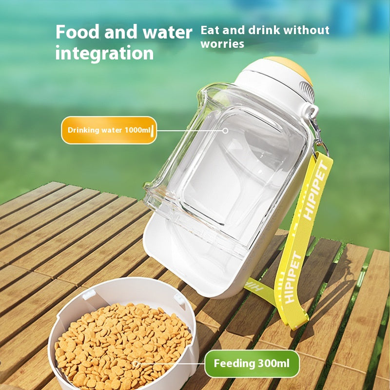 2 in 1 Dog Large Capacity Pets Out Drinking Pot Cat Water Dispenser Portable Water Cup Water and Food Integrated Bowl Pet Products