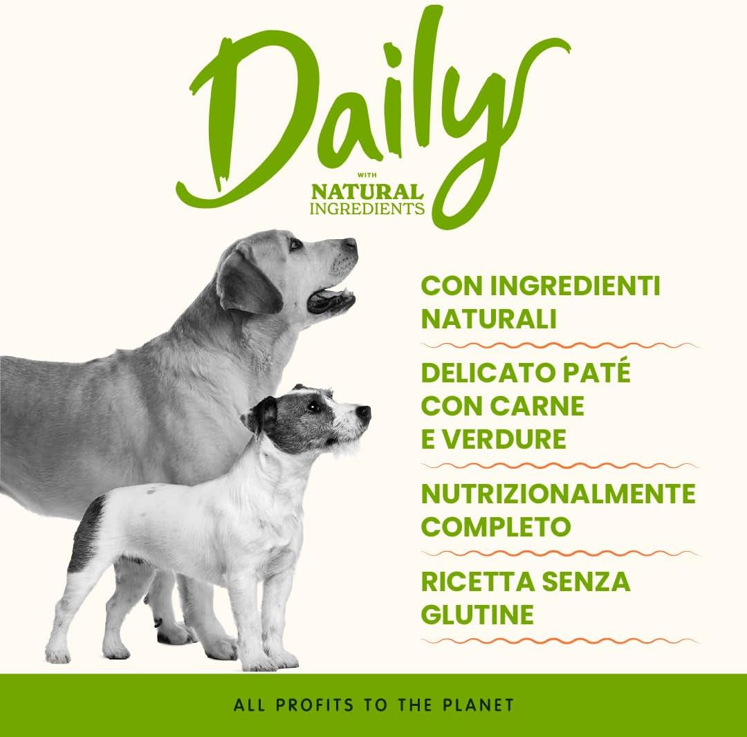 Daily, Alimento Umido per Cani Adulti Con Vitello E Carote - 100G, Confezione Da 32