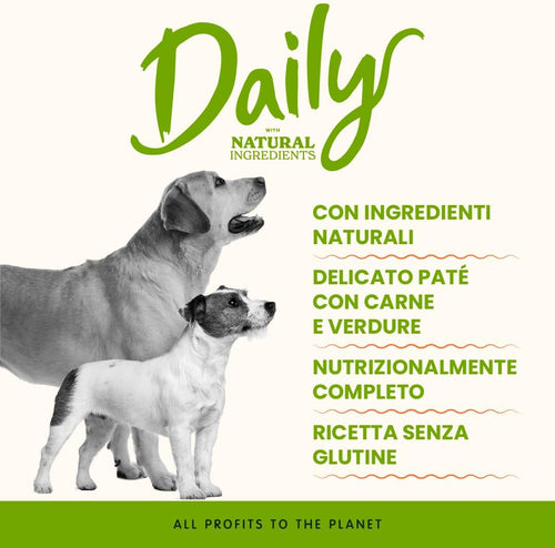 Daily, Alimento Umido per Cani Adulti Con Vitello E Carote - 100G, Confezione Da 32