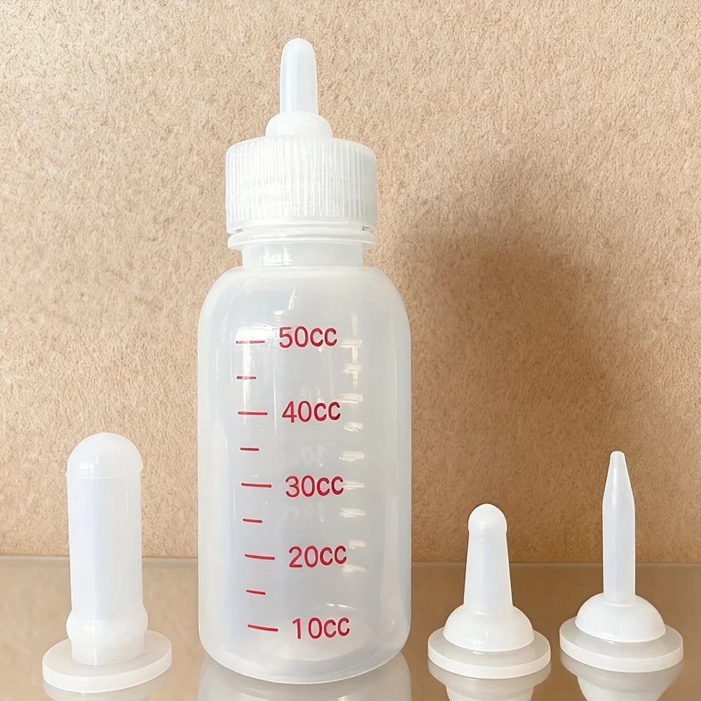 Pet Feeding Bottle Set, Milk Bottles for Puppies and Kittens, 3 Replaceable Nipples, Suitable for Both Cats and Dogs