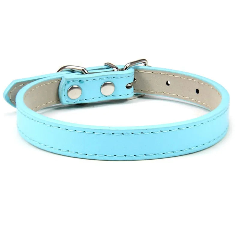 1PC Popular Adjustable Colorful Pet Collars Kitten Cat Collar PU Leather Neck Strap Safe for Dogs Soft Pet Supplies