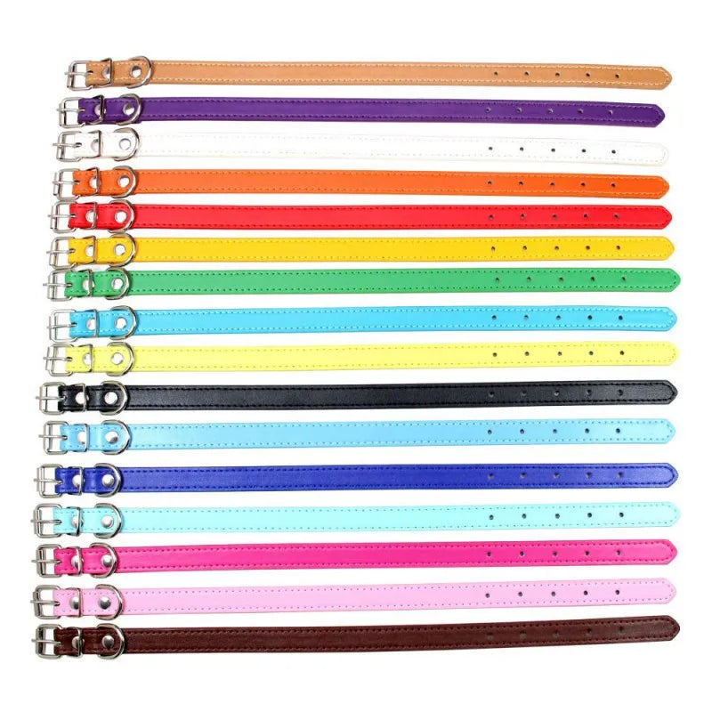 1PC Popular Adjustable Colorful Pet Collars Kitten Cat Collar PU Leather Neck Strap Safe for Dogs Soft Pet Supplies
