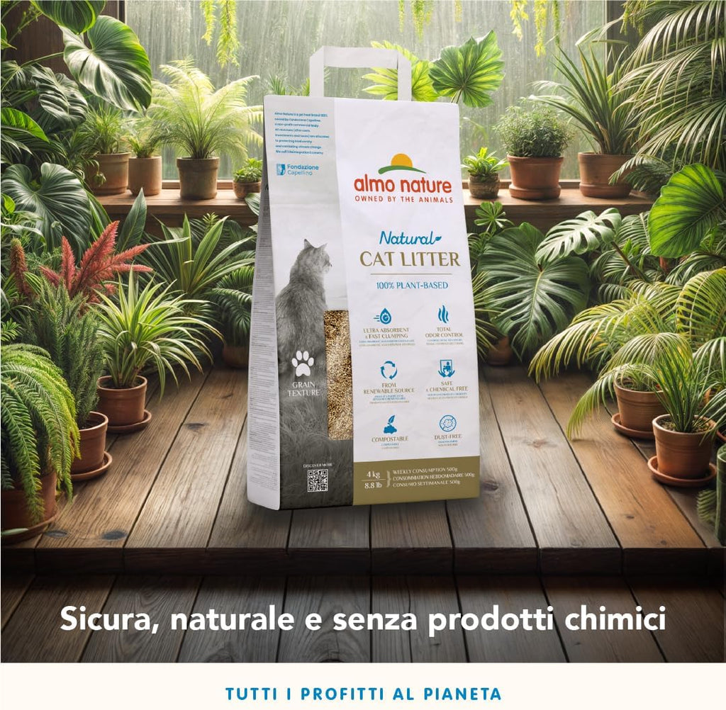 Grain Texture | Lettiera per Gatti 100% Vegetale, Biodegradabile E Compostabile - Agglomerante, Assorbente, No Odori, Non Si Attacca Al Pelo - 4Kg